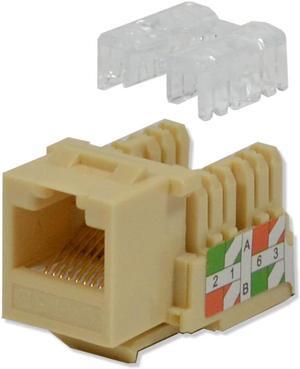 25 pack lot Keystone Jack Cat5e Ivory Network Ethernet 110 Punchdown 8P8C