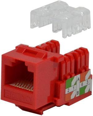 25 pack lot Keystone Jack Cat5e Red Network Ethernet 110 Punchdown 8P8C