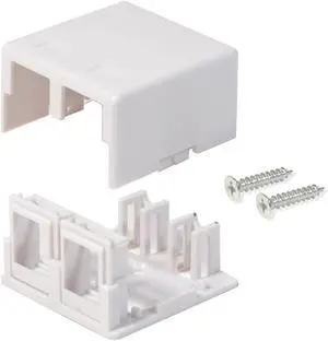 5 Pack Surface Mount Box 2 Port Double Hole Keystone Jack Cat5e/Cat6 White