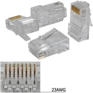 Ethernet Gold Plated Network Connector RJ45 8P8C CAT5e/CAT6 Modular Plug (100/pack)