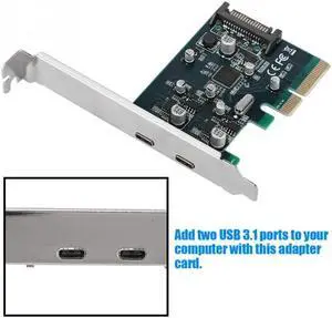 PCI-E Post card 4x 8x 16x Express to 2-port USB 3.1 Expansion Card Type-C Dual Ports Adapter Card