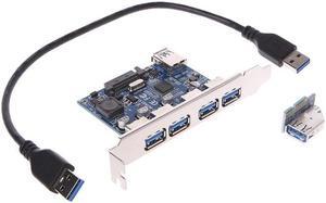 4 Ports PCI-E 1X To USB 3.0 Hub Adapter Expansion Card Board With USB Cable