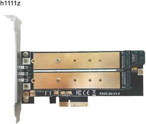 PCI-E 4X to M2 SSD Adapter B Key M.2 NGFF M key NVME SSD PCI-E Dual Interface Card LED Low Profile Bracket Support 2230-22110 M2