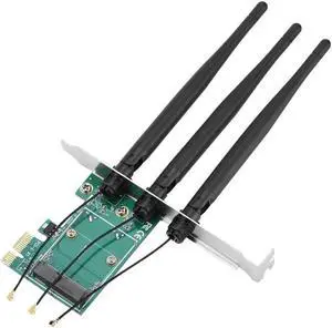 Mini PCI-E Express to PCI-E Wireless Adapter Network Card+3 Antenna for Desktop