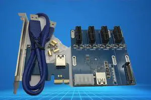 blue PCIe 1 to 4 PCI express 1X slots Riser Card Mini ITX to external 4 PCI-e slot adapter PCIe Port Multiplier Card