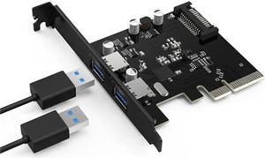 PA31-2P 15 PIN 125x85x8.5mm 2 Ports USB3.1 PCI-E Adapter Hub Controller Adapter Superspeed 10 Gbps Big Power