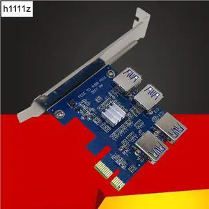 1 to 4 PCI-E to PCIe Slot USB3.0 4 Port PCI Express 1x Riser Card Adapter Converter Card USB 3.0 Connector for BTC Miner Mining 1 to 4 PCI-E to PCIe Slot USB3.0 4 Port PCI Express 1x Riser Card Adapter Converter Card USB 3.0 Connector for BTC Miner Mining
