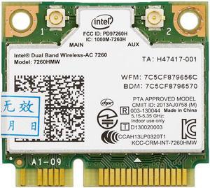 Card for Intel 7260HMW AC 7260 867Mbps Wireless AC Dual Band  Wifi+Bluetooth 4.0 Half Mini PCI-E card For dell asus sony samsung