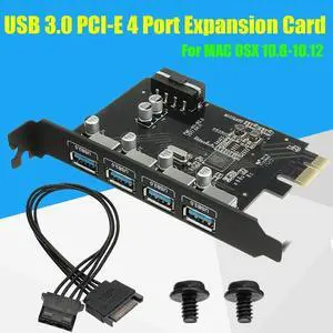 1Pcs Super Speed USB 3.0 PCI-E 4 Port Expansion Card for MAC for OSX 10.8-10.12 12x8.5cm Computer Components Add On Cards