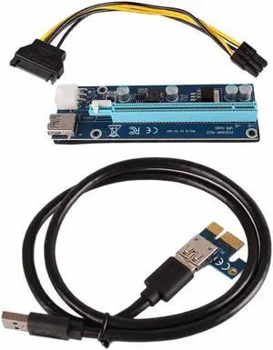 Mining Graphics Card USB 3.0 PCI-E To PCIE Extender Riser Card 1X To 16X Cable With 6 Pin To SATA Power Supply Drop