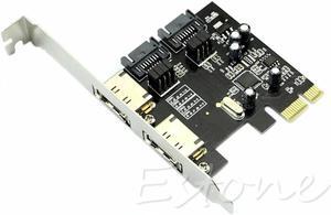 1 Set 2 Ports Esata PCI-E PCI Express 6Gbps to SATA 3.0 SATA III ASM106 Card Adapter High Speed