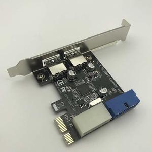 5Gbps USB 3.0 PCI-E Expansion Card Adapter External 2 Port USB3.0 Hub Internal 19pin Header PCI-E Card 4pin IDE Power Connector