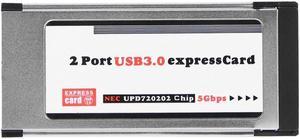 PCI Express PCI-E PCIe Card Expresscard to USB 3.0 2 Port Adapter 34 mm Express Card Converter