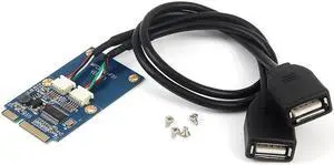 Laptop Mini Pci-E to Dual 5 pin USB2.0 Driver Adapter Expansion Card