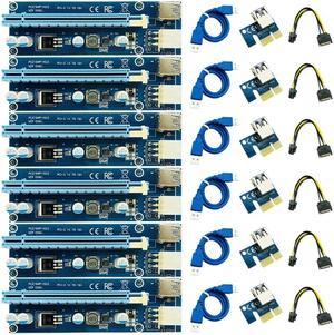 6PCS 006C Riser PCIE PCI-E PCI Express Riser Card 1x to 16x GPU USB 3.0 Extender Adapter SATA to 6Pin Power Cable For BTC Mining