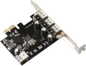 4 Port USB 3.0 Super-Speed PCI-E PCIe PCI Express Expansion Card For Desktop
