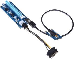 add on card USB 3.0 Mini PCI-E to PCIe PCI Express 1x to 16x Extender Riser Raiser Card Adapter SATA 6Pin Power Cable for BTC Mining