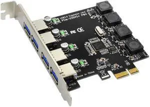 5Gbps 4 Ports USB 3.0 Superspeed Expansion Card Adapter PCI-E PCI Express Controller for PCIe X1 X4 X8 X16 Port for Win 7 8 10