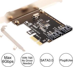 Pcie to SATA Card up to 6Gbps PCI-E to Dual SATA Controller Card with Full&Low Profile Bracket