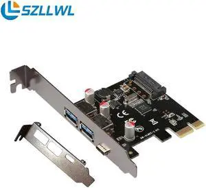 PCI-e to usb3.1 Type-C + Type-A expansion card PCIe express USB port network adapters card with 15pin SATA port