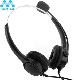 MEMTEQ 4Pin RJ11 Call Center Telephone Monaural Corded Headset Noise Canceling Headphone Microphone Earphone