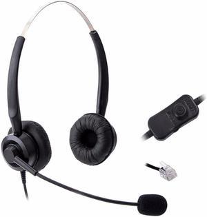 Wantek Corded Call Center Headset Headphone with Mic + Volume Mute Control for Avaya 1416 2420 5410 Polycom VVX 300 Nortel NEC