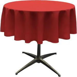 LA Linen Polyester Poplin Tablecloth 51-Inches Round, Red