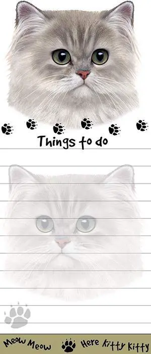"Persian Cat Magnetic List Pads" Uniquely Shaped Sticky Notepad "Persian Cat Magnetic List Pads" Uniquely Shaped Sticky Notepad