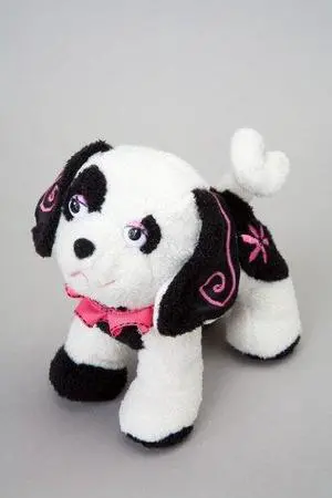 flour black and white dog with pink trim flour black and white dog with pink trim