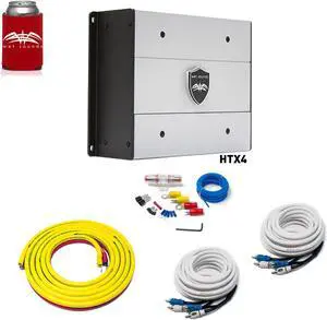 Wet Sounds HTX4 Package: 600 watt 4-channel amplifier & Stinger 3-Meter 4-Gauge Amplifier Wiring Kit w/ RCAs