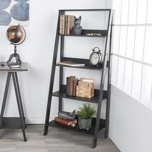 Walker Edison 55" Wood Ladder Bookshelf - Black