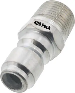 400 Pressure Washer 3/8in. Male NPT to Quick Connect Plug Zinc Plated Couplers High Temp 4000 PSI 10.5 GPM