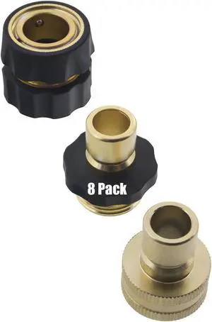 8 Erie Tools Garden Hose Pressure Washer Quick Connector Kit with Male Female Connections and Nylon Grip