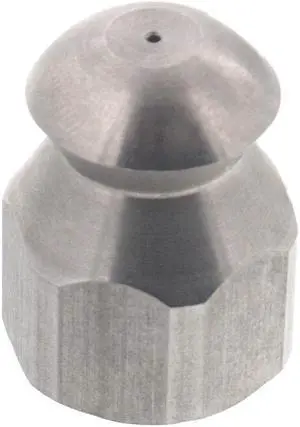 Erie Tools Button Nose 1/4" Drain Cleaning Nozzle 5.0 Orifice 5500 PSI Stainless Steel for Sewer Pipe Water Jetter