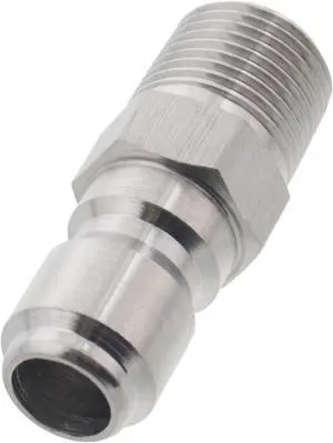 Erie Tools Pressure Washer 3/8in. Male NPT to Quick Connect Plug Stainless Steel Coupler High Temp 4000 PSI 10.5 GPM
