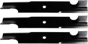 USA Mower Blades U15180BP (3) High-Lift Replacement Blades for  103-6387 103-6387-S 103-6402-S Length 18 in. Width 2-1/2 in. Thickness .250 in. Center Hole 15/16 in. 52 in. Deck