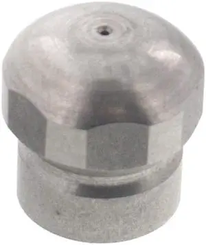 Erie Tools Button Nose 1/8" Drain Cleaning Nozzle 3.0 Orifice 5500 PSI Stainless Steel for Sewer Pipe Water Jetter