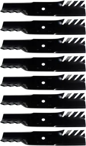 USA Mower Blades (8) CMB185BP Toothed Extra High Lift Blade Fits Bobcat® 11211102 272254302 32022A WM132022 Length 18 in. Width 3 in. Thickness .250 in. Center Hole 5/8 in. 36 in. and 52 in. Deck