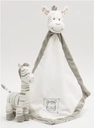 Unipak Zebra Baby Plush Set - Security Blankie, 13" and Rattle, 6" Unipak Zebra Baby Plush Set - Security Blankie, 13" and Rattle, 6"