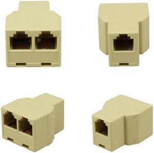 4P4C telephone three-way head telephone splitter one minute two connector RJ11 adapter