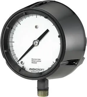 ASHCROFT 451259SD04YLXCY15 Process Pressure Gauge, 0 to 15 psi, 4 1/2 in Dial,