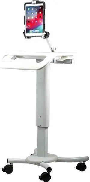 CTA Digital Height-Adjustable Rolling Security Medical Workstation Cart for 7-14 Inch Tablets QPAD-HRSW