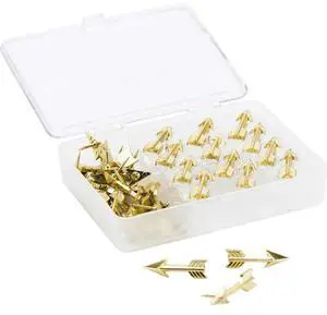 Fashion Push Pins, Steel, Gold, 3/8", 36/Pack 3083U0624