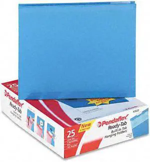 Pendaflex Colored Reinforced Hanging Folders 1/5 Tab Letter Blue 25/BX 42622