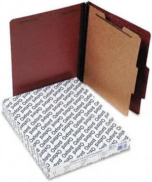 Pendaflex Four-Section Pressboard Folders Letter 2/5 Tab Red 10/Box 1157R