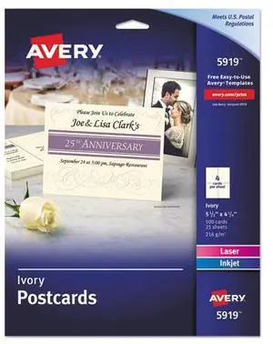Avery Postcard,4up,100/Pk,Ivy 5919