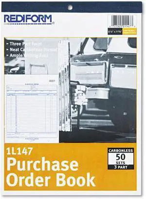 Purchase Order Book, 8 1/2 X 11, Letter, Three-Part Carbonless, 50 Sets/book