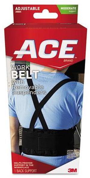 ACE Work Belt with Removable Suspenders Fits Waists Up To 48" Black 208605