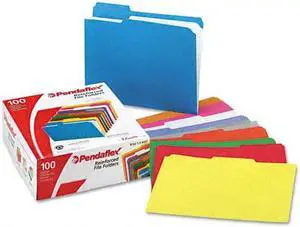 Pendaflex Reinforced Top Tab File Folders 1/3 Cut Letter Assorted 100/Box