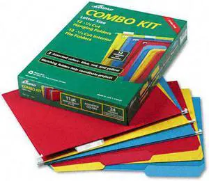 Pendaflex Essentials Combo Kit Hanging File Folders 1/3 Tab Letter Assorted 12 Sets/Box 16157